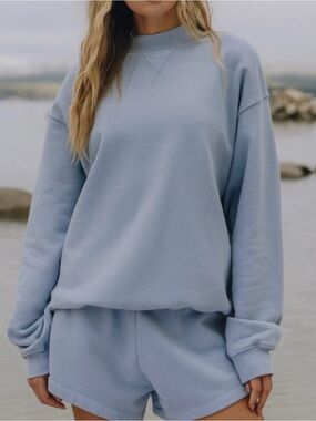 Daily Drills Oversized Heavyweight Vintage Crew and Shorts Set XS/S - mist